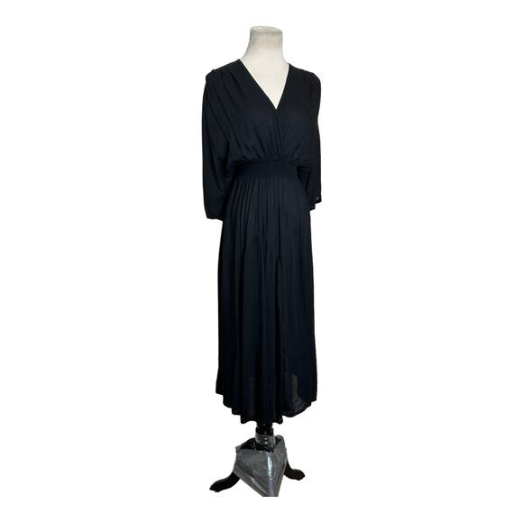 Pampelone black short sleeves v neck midi dress size small - Picture 10 of 11